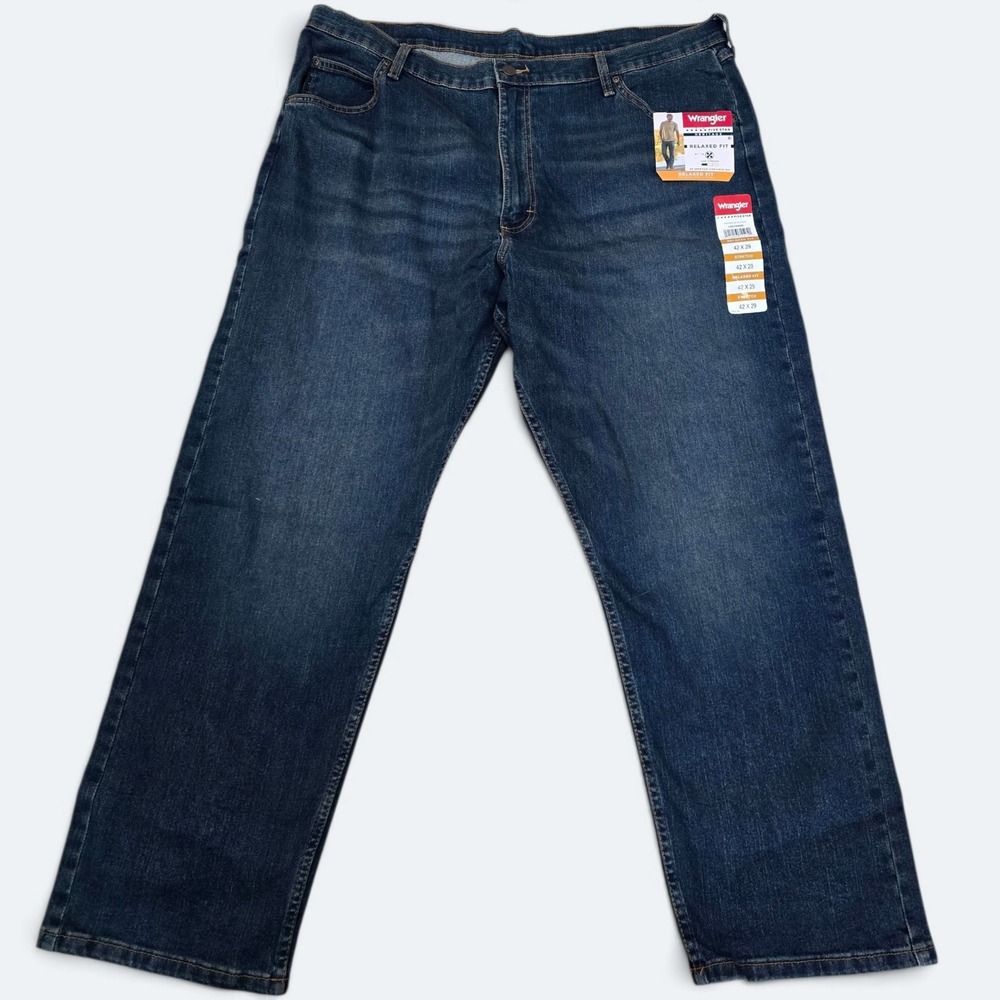 Wrangler Five Star Heritage Relaxed Fit Jeans Mens 42x29 Dark Wash Stretch Denim